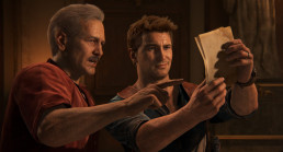 Nathan Drake et Sully regardant des photo (Uncharted 4)