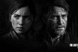 Double portrait en noir et blanc de Joel et Ellie dans The Last of Us Part II.