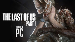 Extrait d'une cinématique de The Last of Us Part I. Joel Mille est assalli par un Claqueur qui est parvenu à la plaquer au sol.