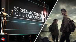 Montage d'un visuel de la scène des SAG Awards avec l'affiche promotionnelle de la saison 1 de The Last of Us (HBO).