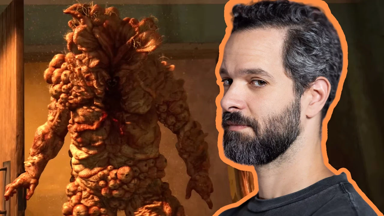 Montage d'un colosse avec un portrait de Neil Druckmann.