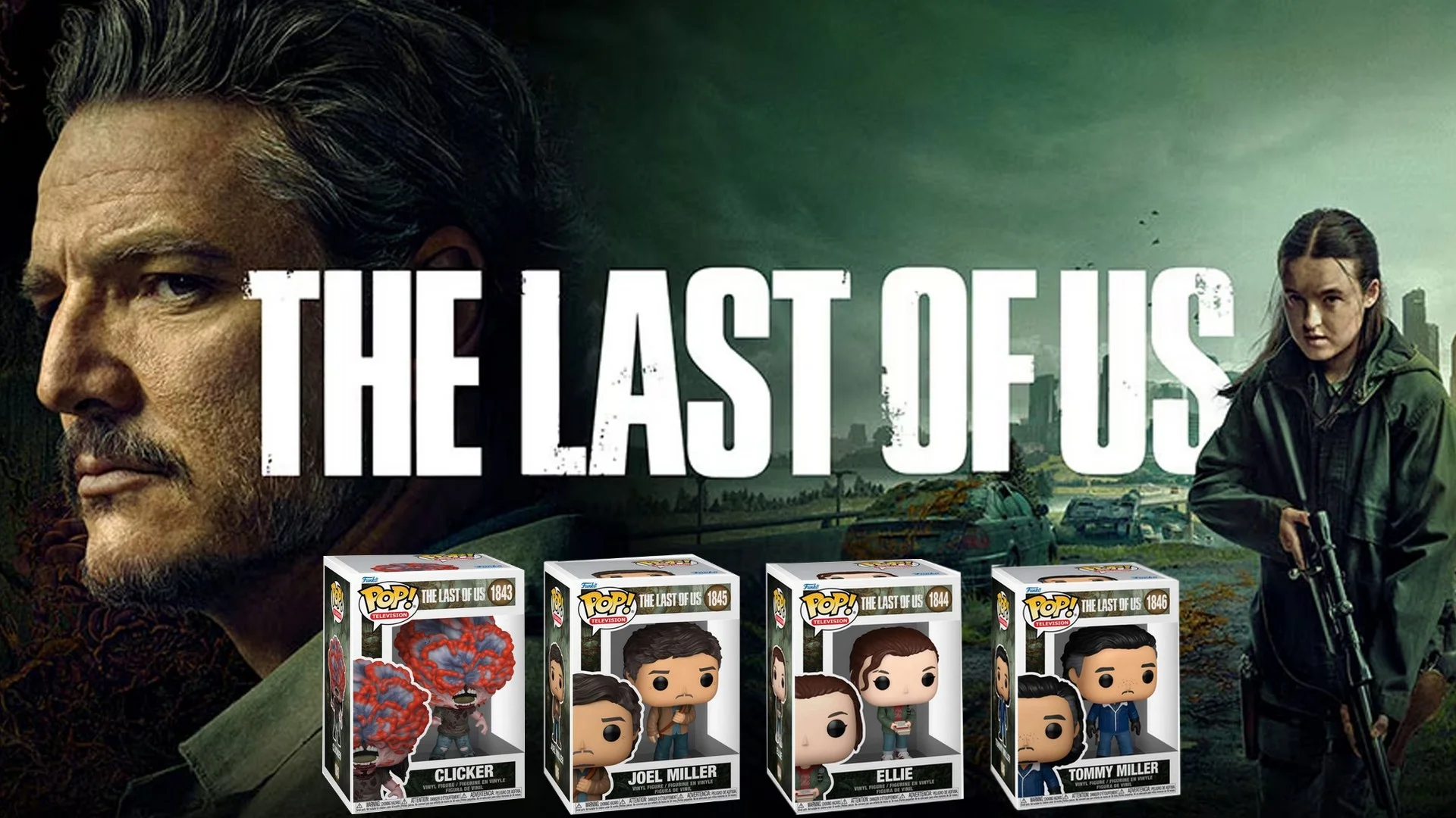 Figurines Pop avec The Last of Us en fond